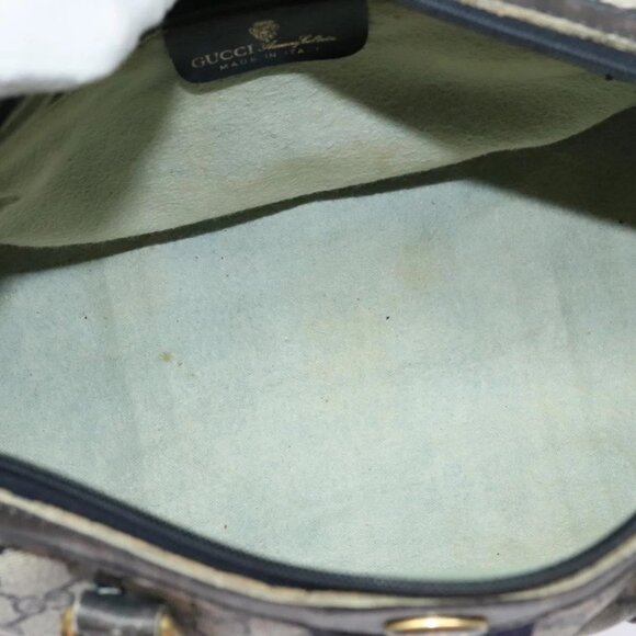 GUCCI GG Supreme Sherry Line Boston Bag PVC Navy Gold 24 012 3842 Auth 133308 - Picture 11 of 16